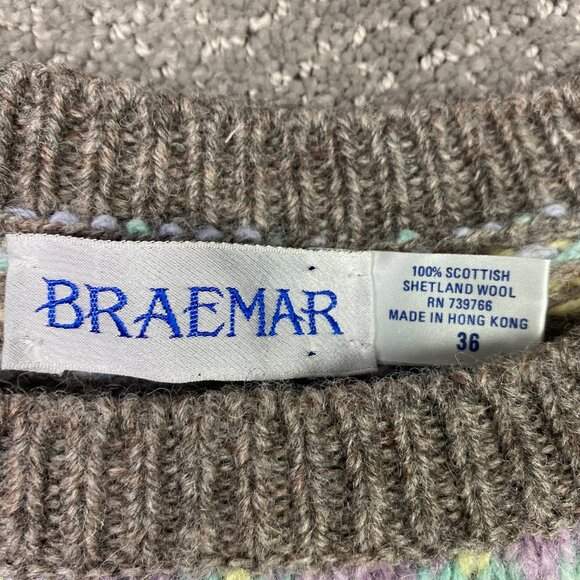 Vintage Braemar Sweater Women's 36 Scottish Shetland Wool Crewneck Fair Isle - Picture 5 of 9